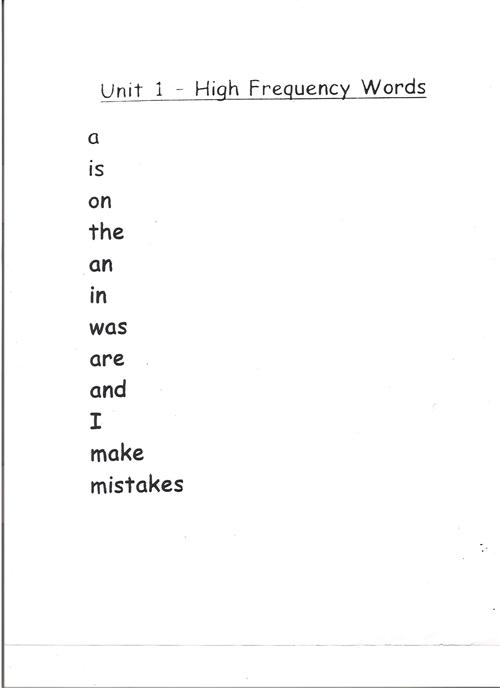 high frequency words 1st  